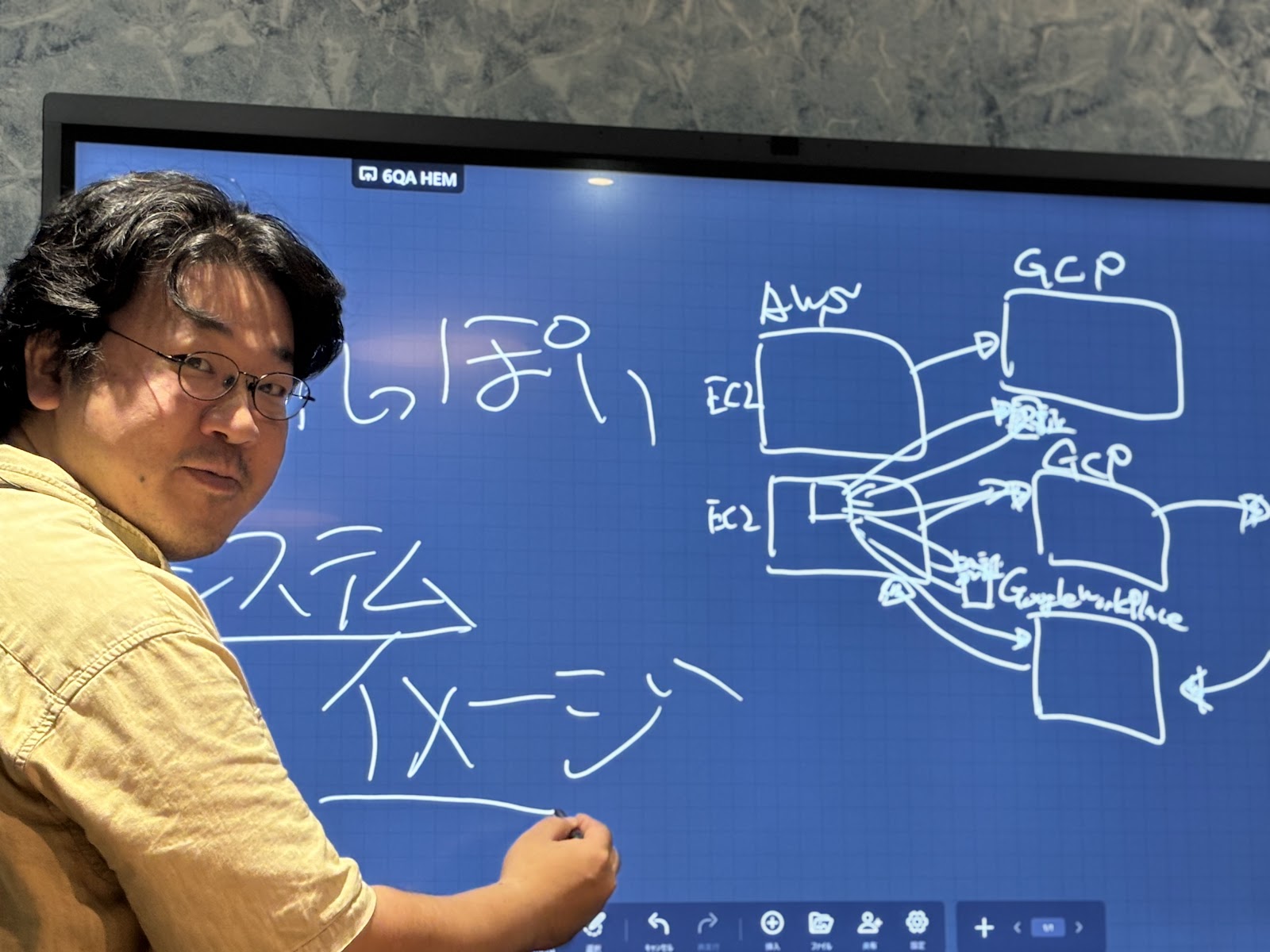 板書を振り返る代表 徳本